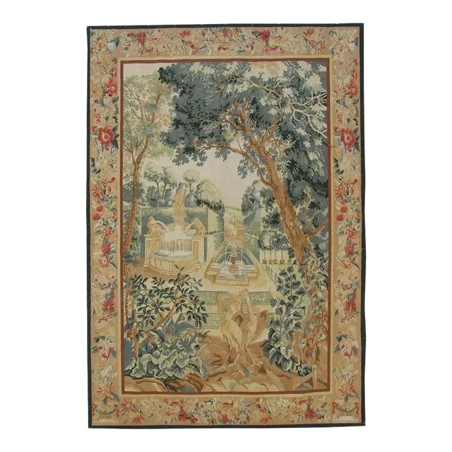 Vintage Woven Fountain Tapestry For Sale