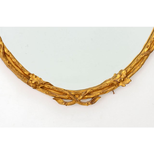 Late 20th Century Louis XVI Style Giltwood Oval Beveled Mirror For Sale - Image 5 of 6