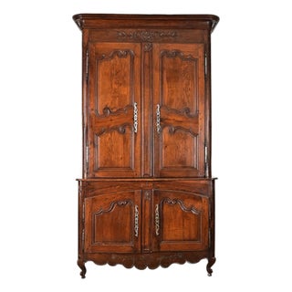French 19th Century Solid Oak Louis XV Buffet À Deux Corps For Sale