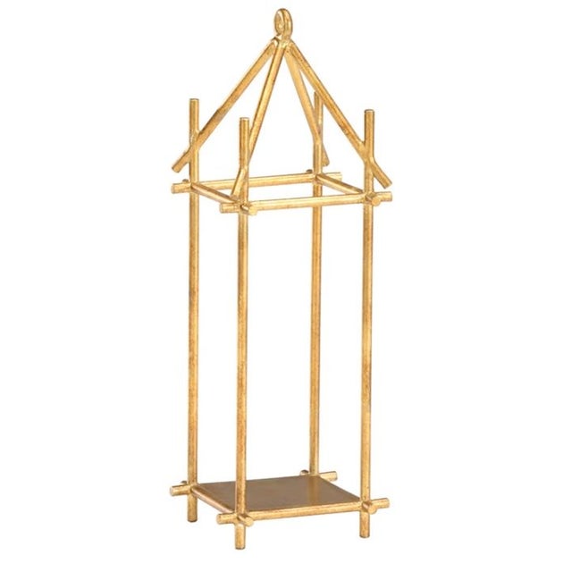 Gold leaf finish Iron candleholder Bamboo / Hollywood Regency style 12.3 inches high x 4.3 inches wide x 4.3 inches deep...