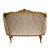 French French Style Tan Sofa With 2 Pillows and Gold Details For Sale - Image 3 of 8