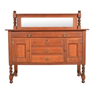 Stickley Brothers Antique Mission Oak Arts & Crafts Sideboard or Bar Cabinet, Circa 1910 For Sale