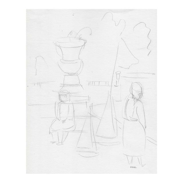 1930s Helen Malta New York Park Drawing For Sale