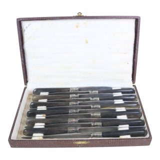 Late 19th Century French Dining Knives, a Boxed Set of 12. For Sale