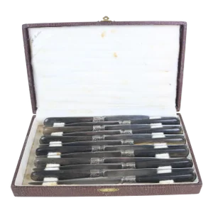 Late 19th Century French Dining Knives, a Boxed Set of 12.