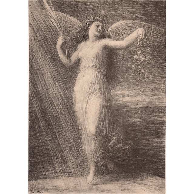 Henri fantin-latour (1836-1904) l'immortalité (immortality) original lithograph from the glorious portfolio "l'estampe...