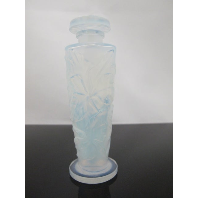 Marius-Ernest Sabino Sabino Paris Orchidees Orchid Flower Opalescent Blue Art Glass Perfume Bottle For Sale - Image 4 of 10