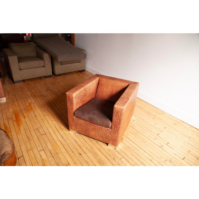 1990s Pair of Minotti “Suitcase Line” Club Chairs in Crocodile Leather. For Sale - Image 9 of 14