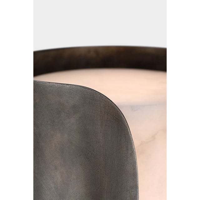 Anne-Marie Barton for Visual Comfort Signature Armise 29" Sconce in Mottled Pewter with Alabaster For Sale - Image 10 of 14