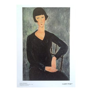 Modigliani Lithograph Print Moderna Museet Museum Poster " Woman Sitting in Blue Dress " 1917 For Sale