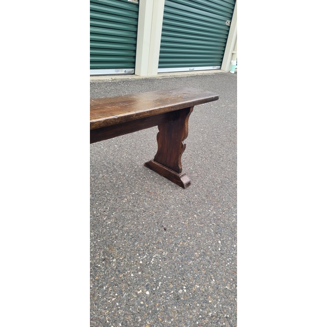 Gothic 1940s Long Refractory Trestle Bench For Sale - Image 3 of 10