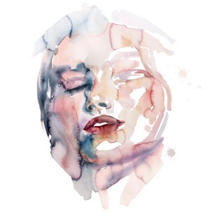 "Awareness No. 2" Contemporary Original Portrait Watercolor Painting by Elizabeth Becker For Sale