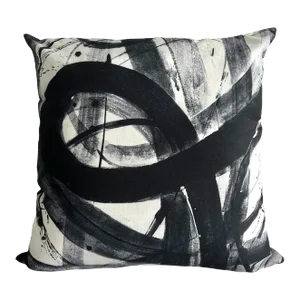 Contemporary Abstract Black Shades of Grey Painted Pillow Cover