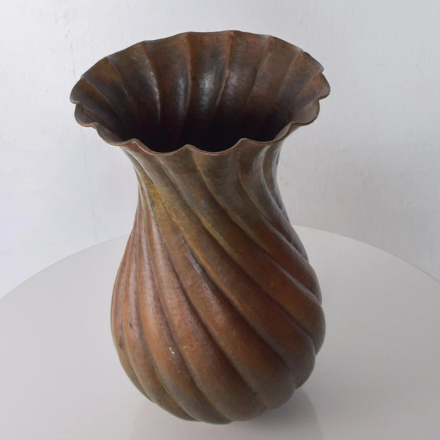 Metal 1950s Egidio Casagrande Italia Patinated Brass Vase For Sale - Image 7 of 11