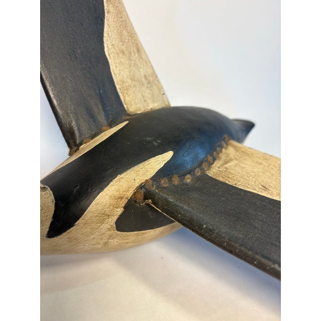 Mid-Century Modern Vintage Hand Carved Wood and Canvas Duck Decoy For Sale - Image 3 of 10