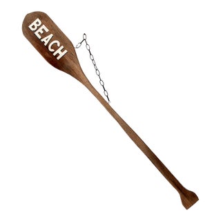 Vintage Painted Wood "Beach" Paddle Sign For Sale