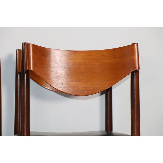 Chairs in Teak and Black Imitation Leather by Gianfranco Frattini, 1960s, Set of 6 For Sale - Image 18 of 18