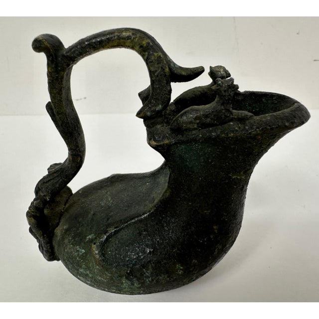 Classical Roman Antique 19th Century Bronze Grand Tour Askos Pouring Vessel Made in the Roman Style 4w X 4h For Sale - Image 3 of 14