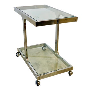 Vintage Chrome & Glass 1960’s Bar Cart For Sale
