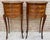 1930s Pair of French Louis XV Style Marquetry Nightstands With Drawers and Cabinet For Sale - Image 6 of 15