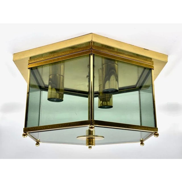 Modernist Smoked Glass Brass Ceiling Lamp attributed to Luigi Colani for Jsb, 1970s, in Flawless conditions. Designed 1970...