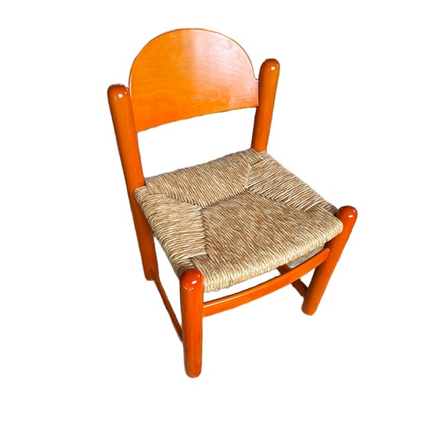 Postmodern Vintage 1970s Italian Hank Loewenstein "Padova" Beechwood & Rush Stacking Dining Chairs - Set of 4 For Sale - Image 3 of 14