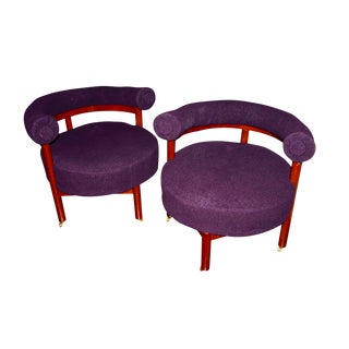 Vintage Mid Century Modern Barrel Back Chairs- A Pair For Sale