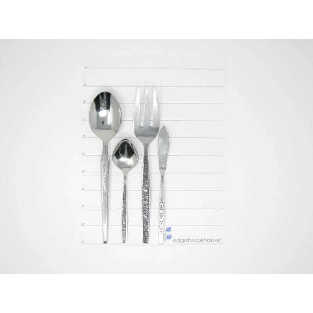 Vintage Floral Mix Match Stainless Steel Silverware Flatware Set – 10 Place Settings Plus For Sale - Image 10 of 13