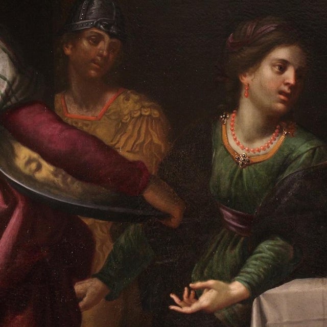 Italian Artist, Herod's Feast with Salome and the Head of John the Baptist, 17th Century, Oil Painting on Canvas, Framed For Sale - Image 12 of 16