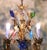 Metal Early 20th Century French Gilt Tole Three-Light Chandelier With Glass Flowers For Sale - Image 7 of 10