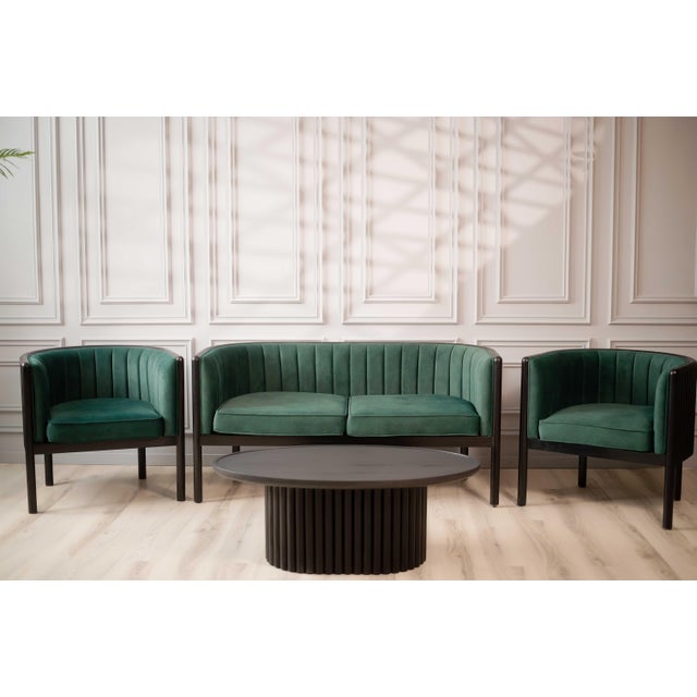 Modern Style Ash Solid Wood Alton Armchair in Black and Emerald Color For Sale - Image 9 of 9