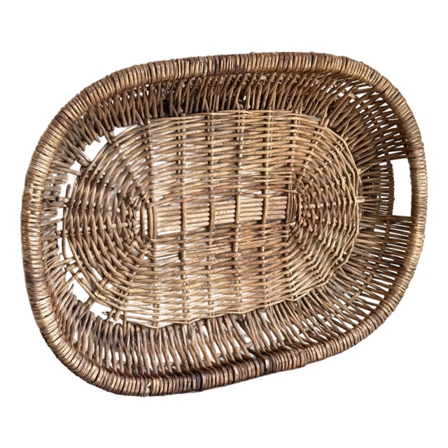 Rustic European Wicker Tray For Sale