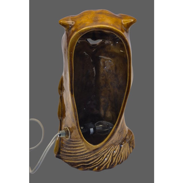 Late 20th Century Vintage Figurative Glazed Ceramic Owl Tv Lamp Night Light For Sale - Image 5 of 9