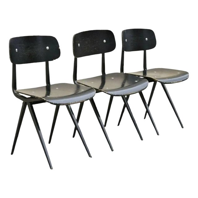 Industry West Madewell Industrial School Side Chair Black Metal Frame - Set of 3 For Sale