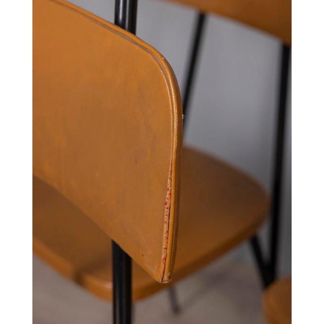 1960s Vintage Italian Metal and Leather Chairs, 1960s, Set of 6 For Sale - Image 5 of 13