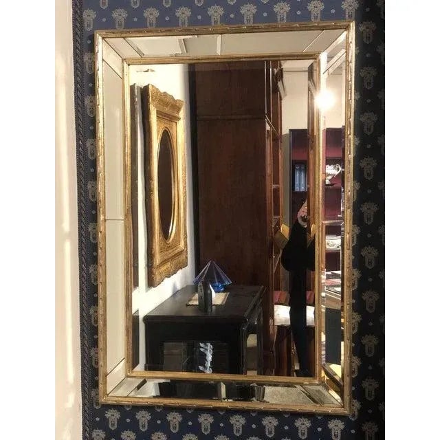 Metal Early 21st Century Italian Venetian Style Gold & Silver Leaf Rectangular Mirror For Sale - Image 7 of 10