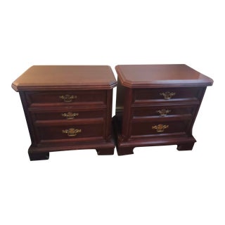 Late 20th Century Bassett Vintage Cherry 2 Drawer Nightstand For Sale