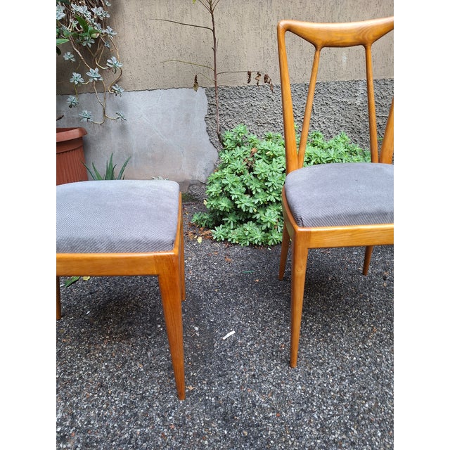 Gray Chairs in Light Wood with Padded Seats from La Permanente Mobili Cantù, 1950s, Set of 4 For Sale - Image 8 of 11