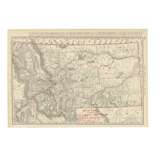 Antique Map of Montana The Treasure State by Ran McNally, 1899 For Sale