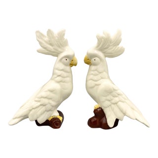 1970s White Cockatoo Parrot Tropical Bird Figurines For Sale