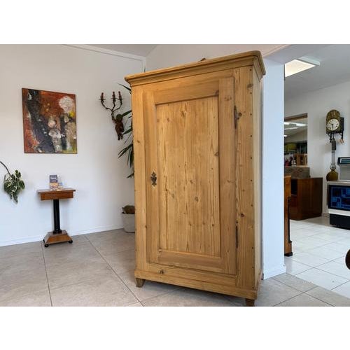 Restored antique farmhouse cupboard, natural wood, from the Biedermeier period. Dimensions: Height x Width x Depth 180 x...