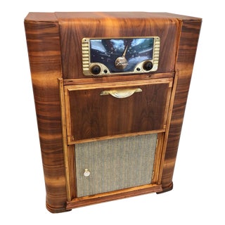 Radio Phonograph Liquor / Bar Cabinet For Sale