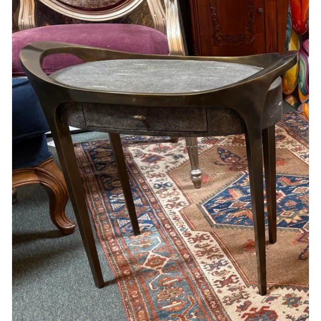 R & Y Augousti Black Shagreen Side Table For Sale - Image 10 of 11