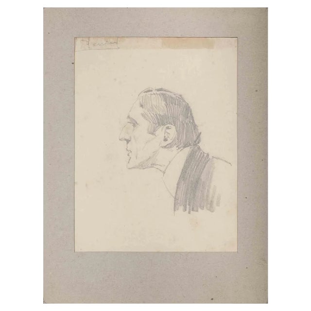 Charles Paul Renouard, Portrait d'un Homme, Original Drawing, Early 1900s For Sale