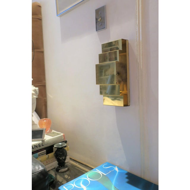 Art Deco Brass Wall Sconces, Art Deco Modern Style, Circa 1970s - Pair For Sale - Image 3 of 12