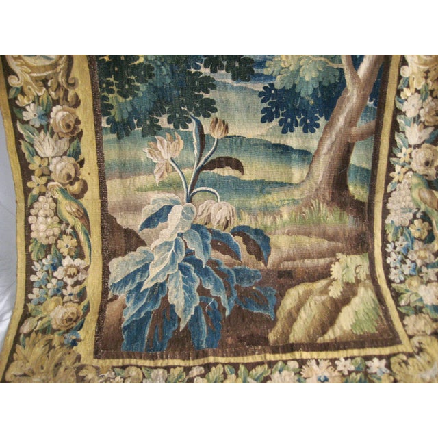 Flemish Verdure Tapestry With Birds Borders, 17th Century For Sale - Image 6 of 12