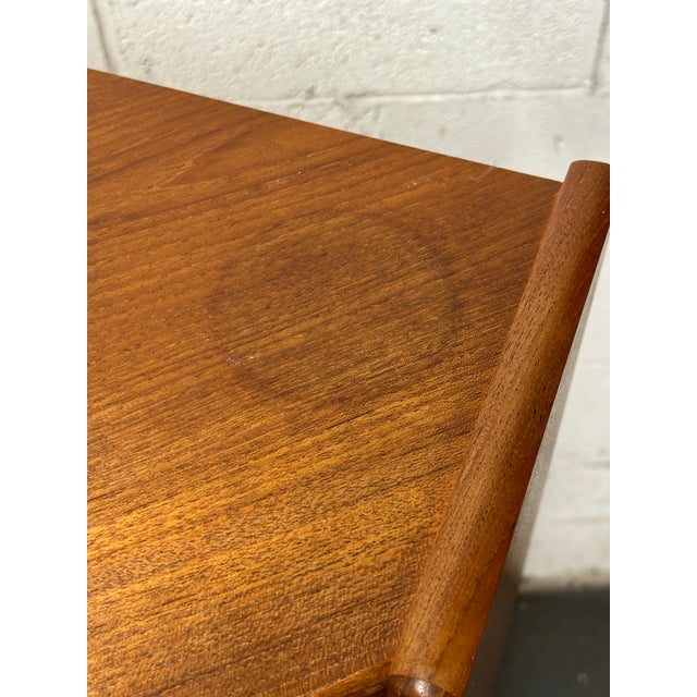 Wood 1960s Danish Mid Century Modern Teak Etched Glass Door Corner Cabinet Dry Bar For Sale - Image 7 of 9