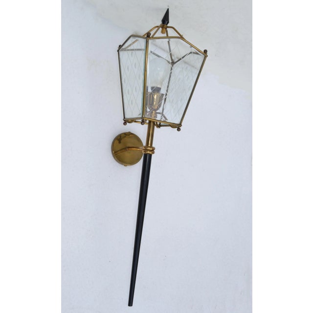 Jacques Adnet Jacques Adnet Style Largest Size Sconces Lantern Wall Lamps France 1960 - Pair For Sale - Image 4 of 13