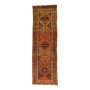1920s Antique Handmade Persian Wool Runner. 3'3"x 11'