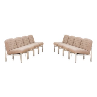 Set of Eight British Mid-Century Modern Chrome-Framed Modular Lounge Chairs For Sale